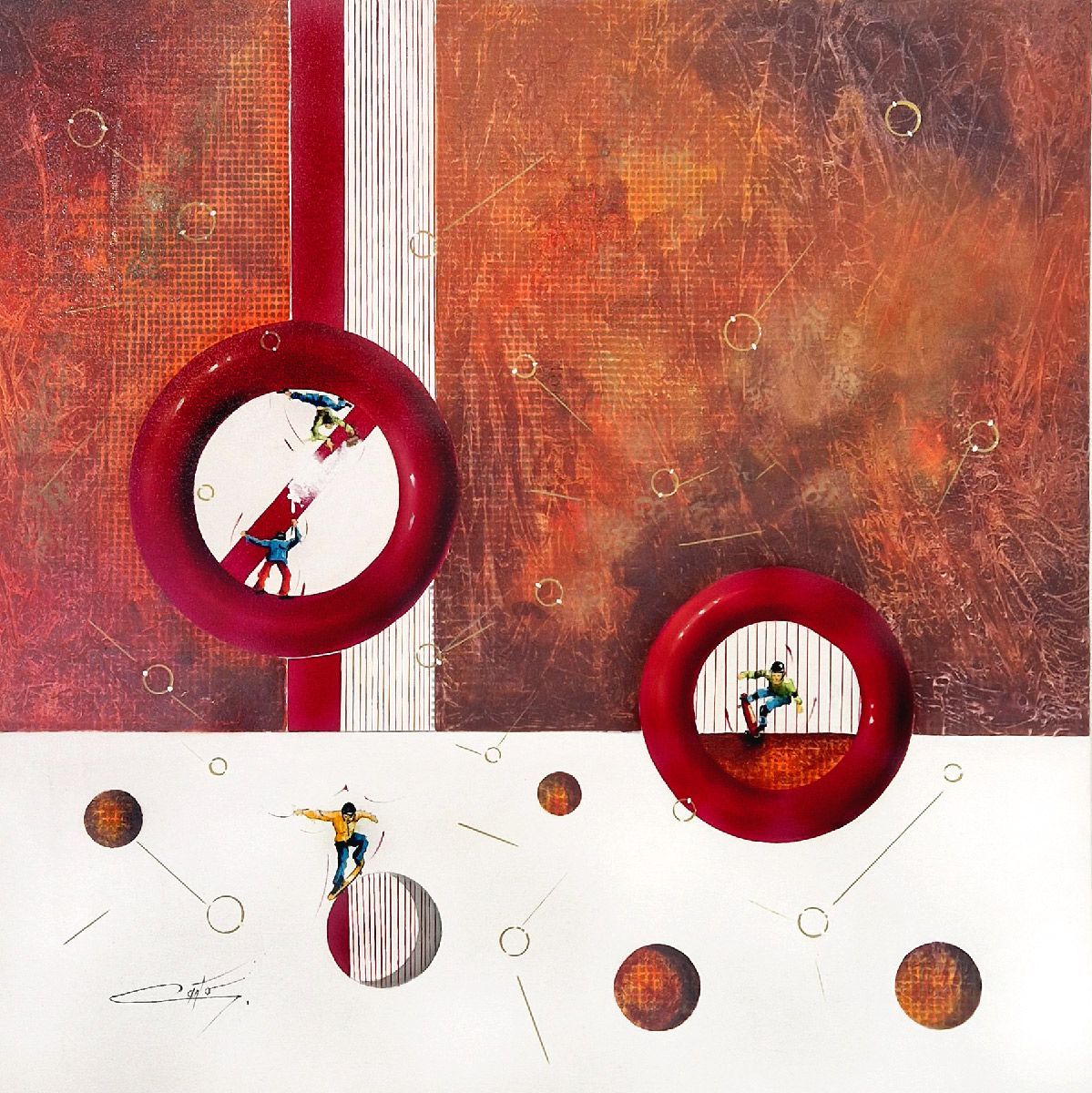 Toile figurative format xxl Laissez nous vivre – Geneviève Canto – 100 × 100 cm