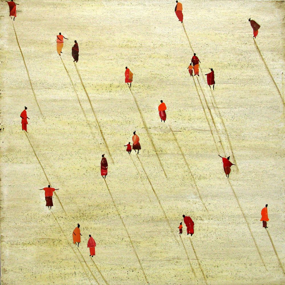 Toile figurative grande taille MASSAÏ – MARCOS ZRIHEN NOWOTNY – 100 × 100 cm