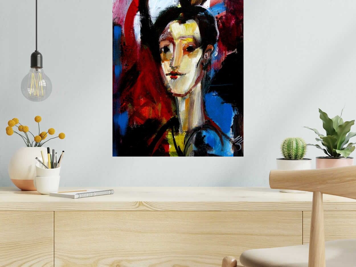 Toile PORTRAIT 4 de IVAN TZONEV dans un intérieur – 55 × 46 cm
