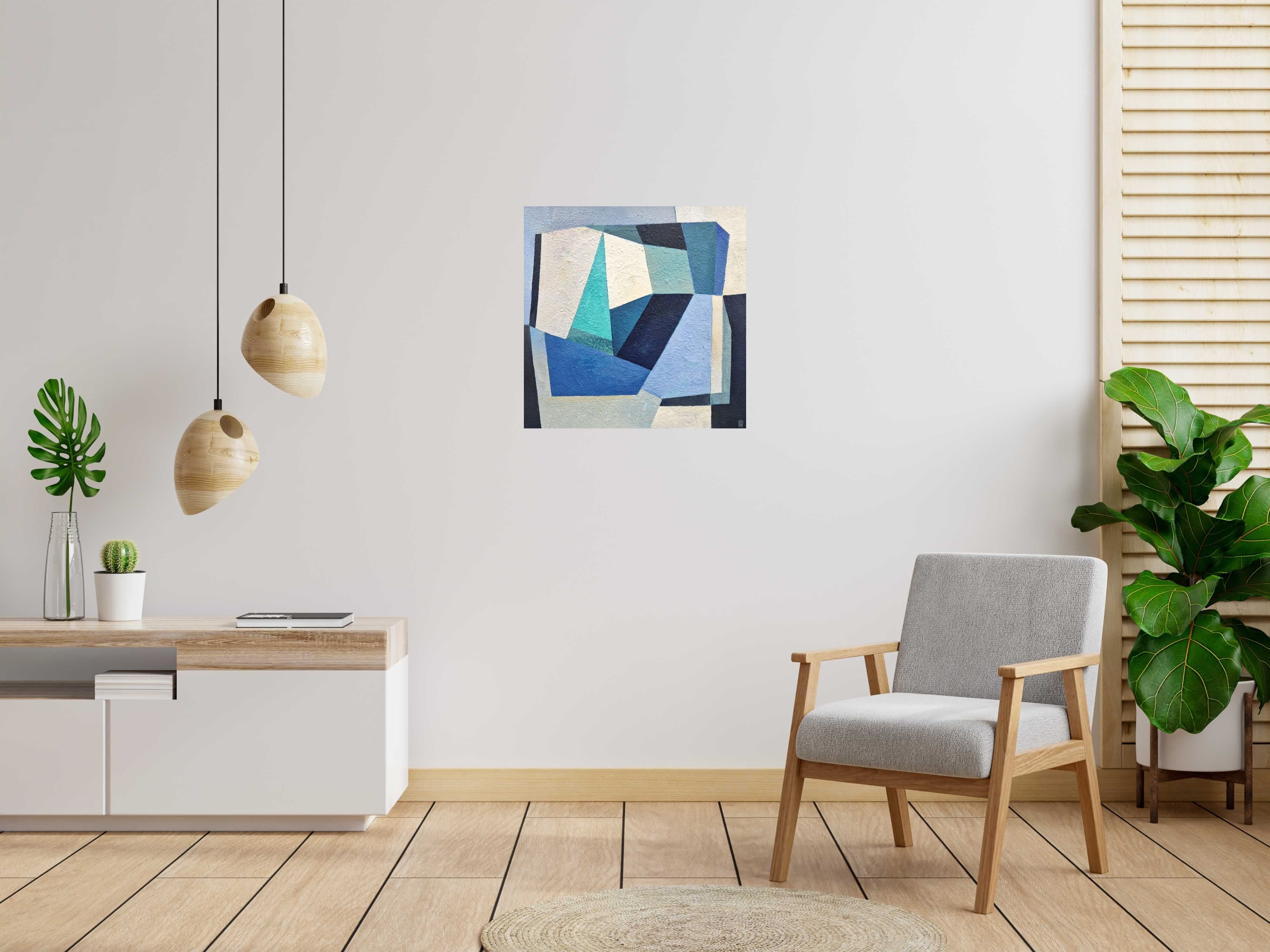 Toile 1987 de N MAFFRE dans un intérieur – 70 × 70 cm