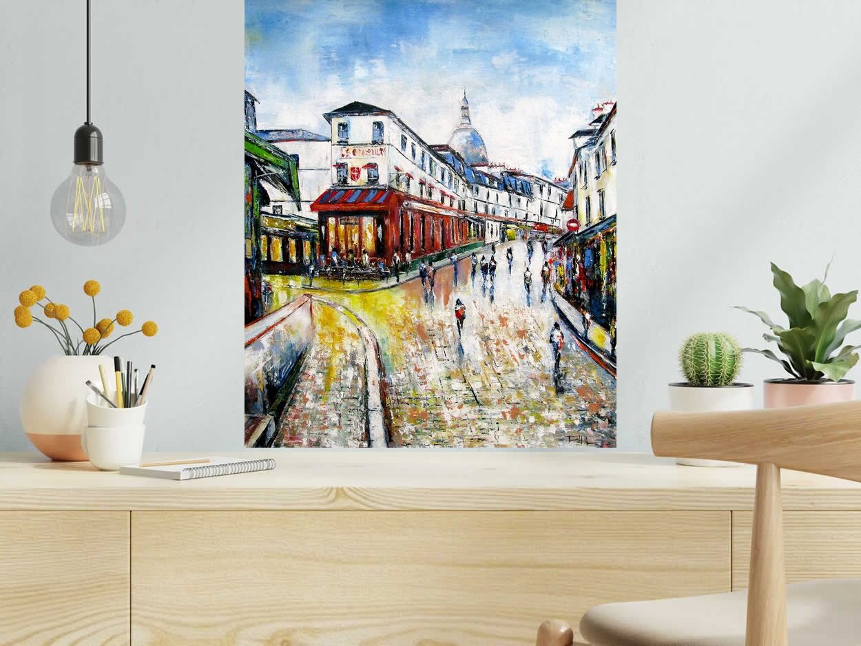 Toile Consulat Montmatre de PHIL dans un intérieur – 54 × 65 cm