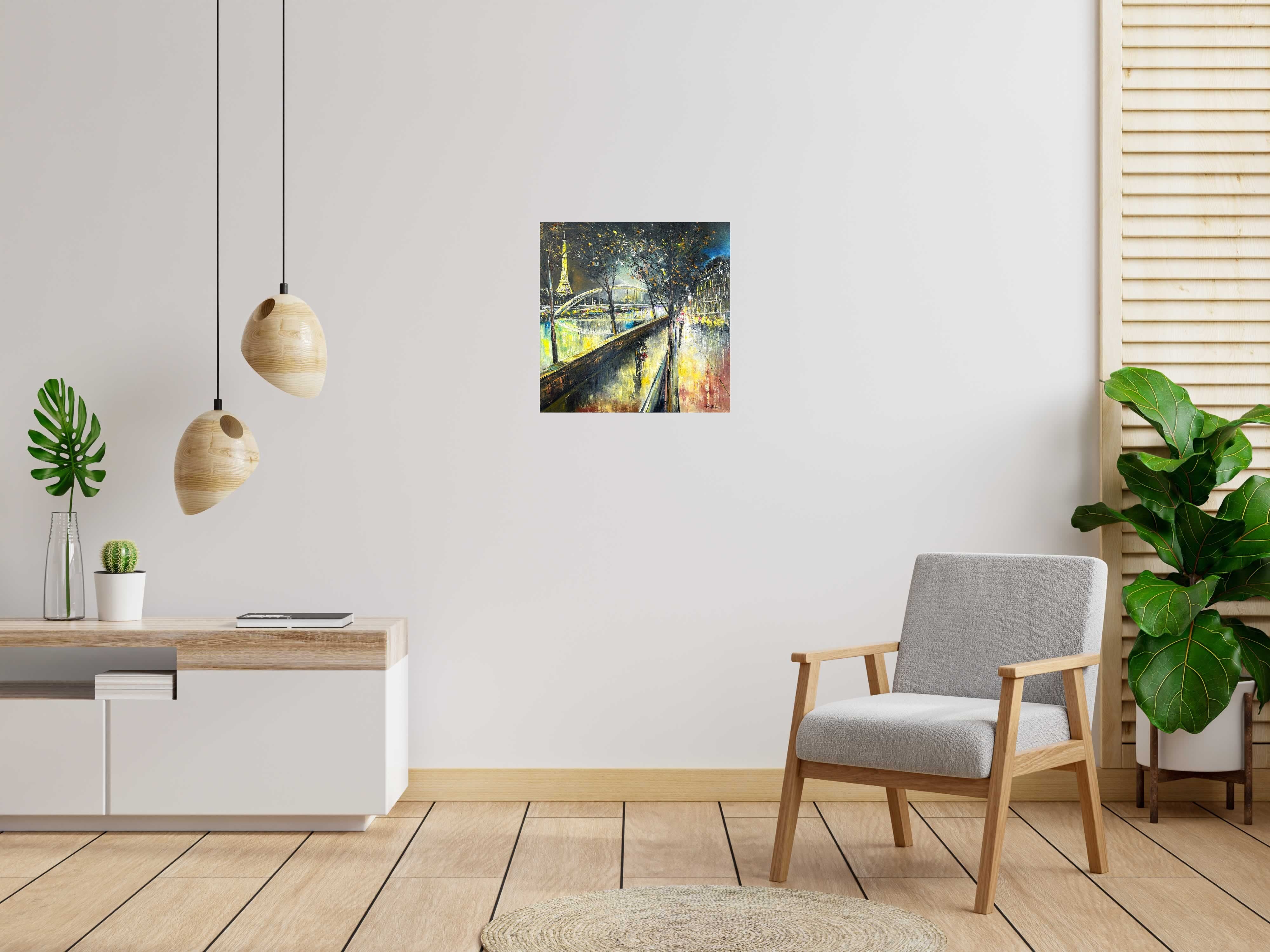 Toile Vue passerelle de Billy de PHIL dans un intérieur – 60 × 60 cm