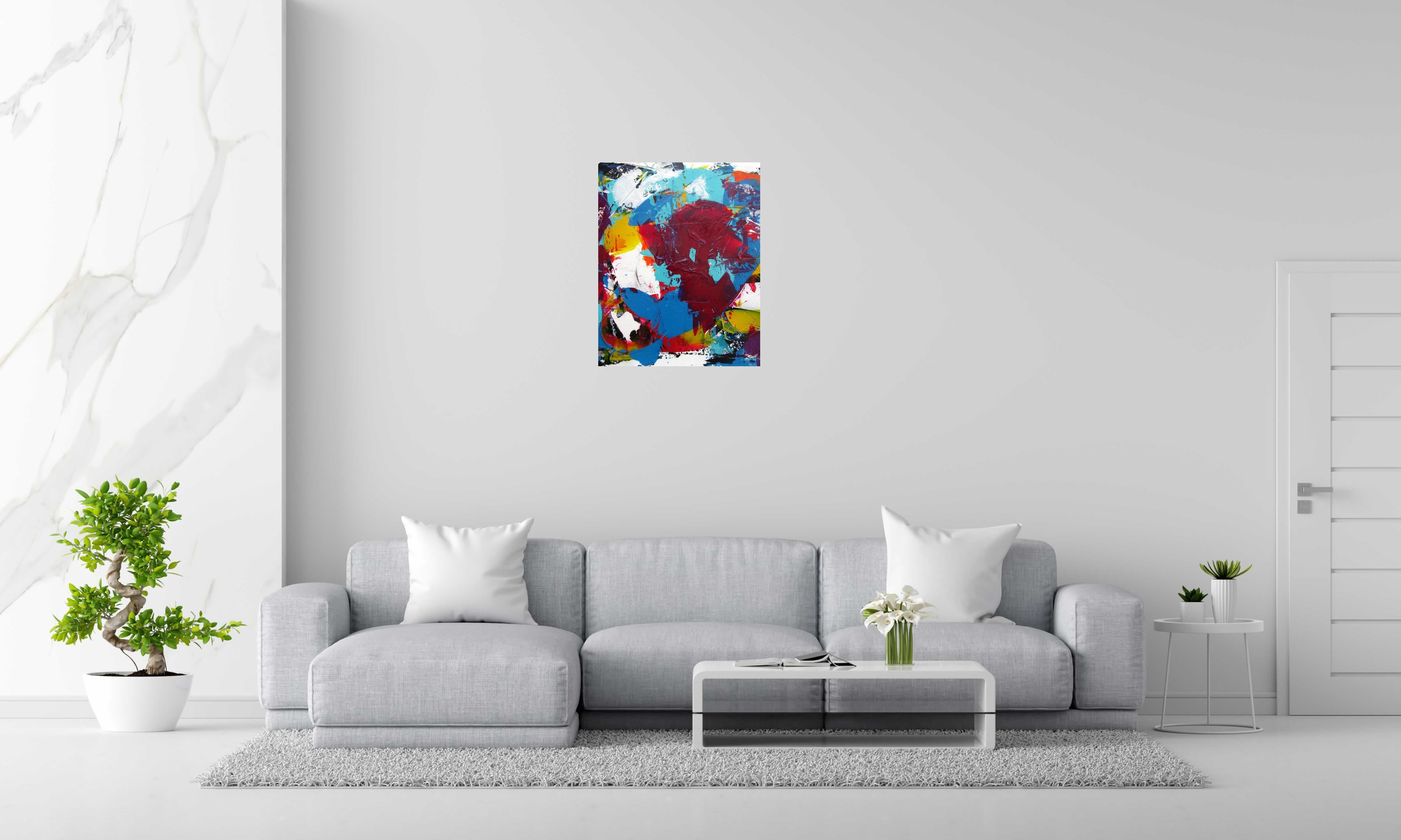 Toile GRENADE ET CURAÇAO 2 de CELINE WEBER dans un intérieur – 92 × 73 cm