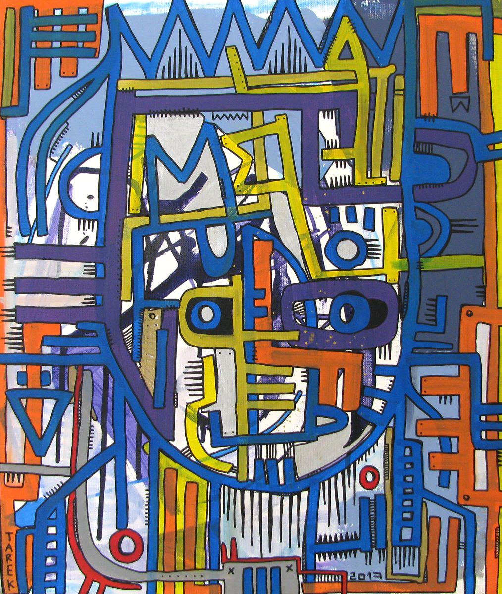 Toile graphique moyen format MASK #10 GEOMETRIK – TAREK – 46 × 55 cm