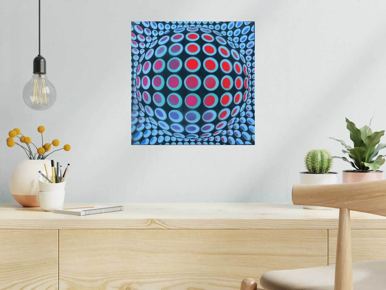 Toile Boule 4 de YANN GUINCHAN dans un intérieur – 40 × 40 cm