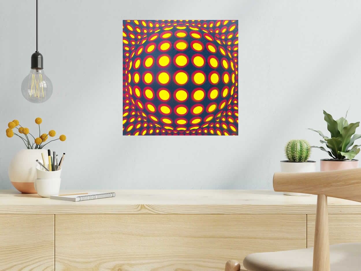 Toile Boule 6 de YANN GUINCHAN dans un intérieur – 40 × 40 cm