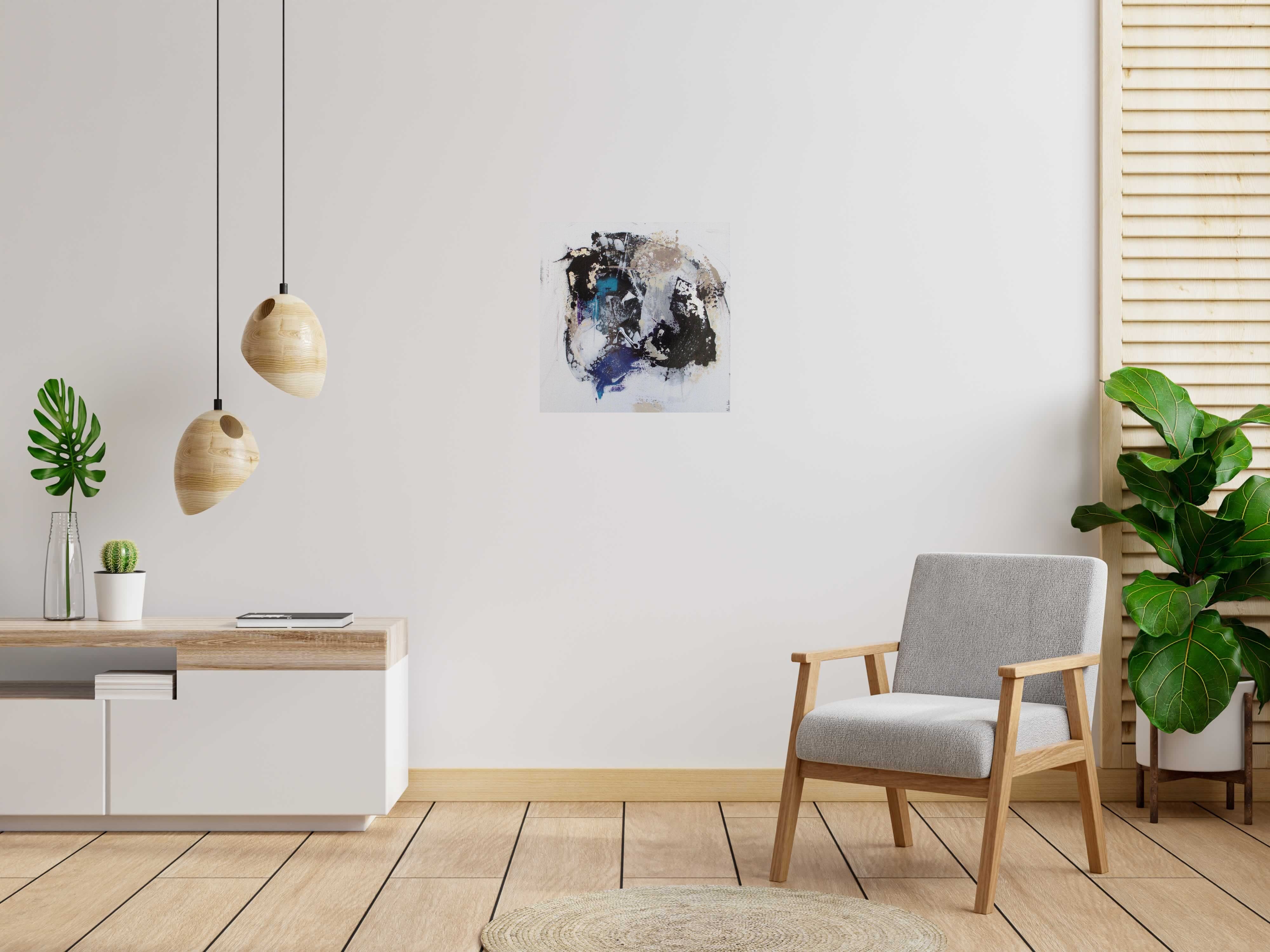 Toile FRAGMENT 1 de CELINE WEBER dans un intérieur – 60 × 60 cm
