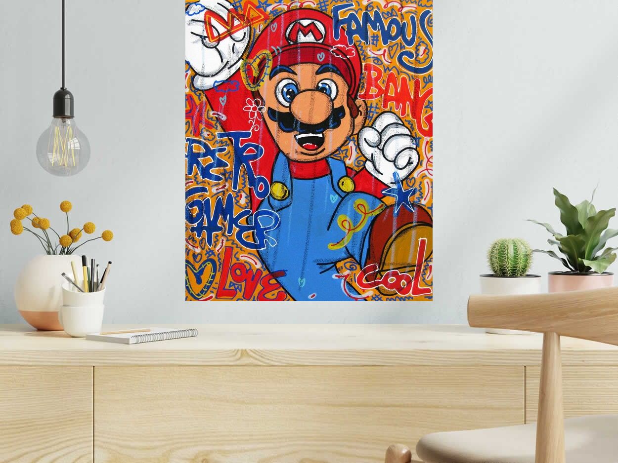 Toile BE FAMOUS de RICO SAB dans un intérieur – 61 × 50 cm