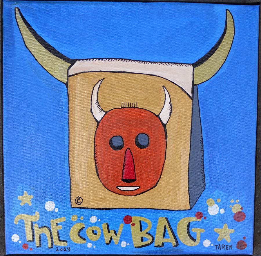 Toile petit format THE COW BAG – TAREK – 30 × 30 cm