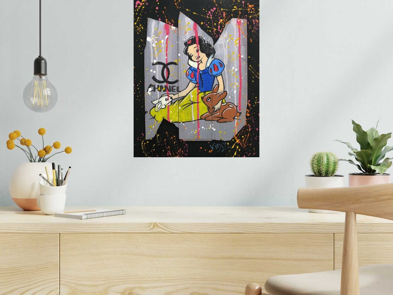 Toile LOVE DONALDLOVE BLANCHE de VIDIZ dans un intérieur – 50 × 40 cm
