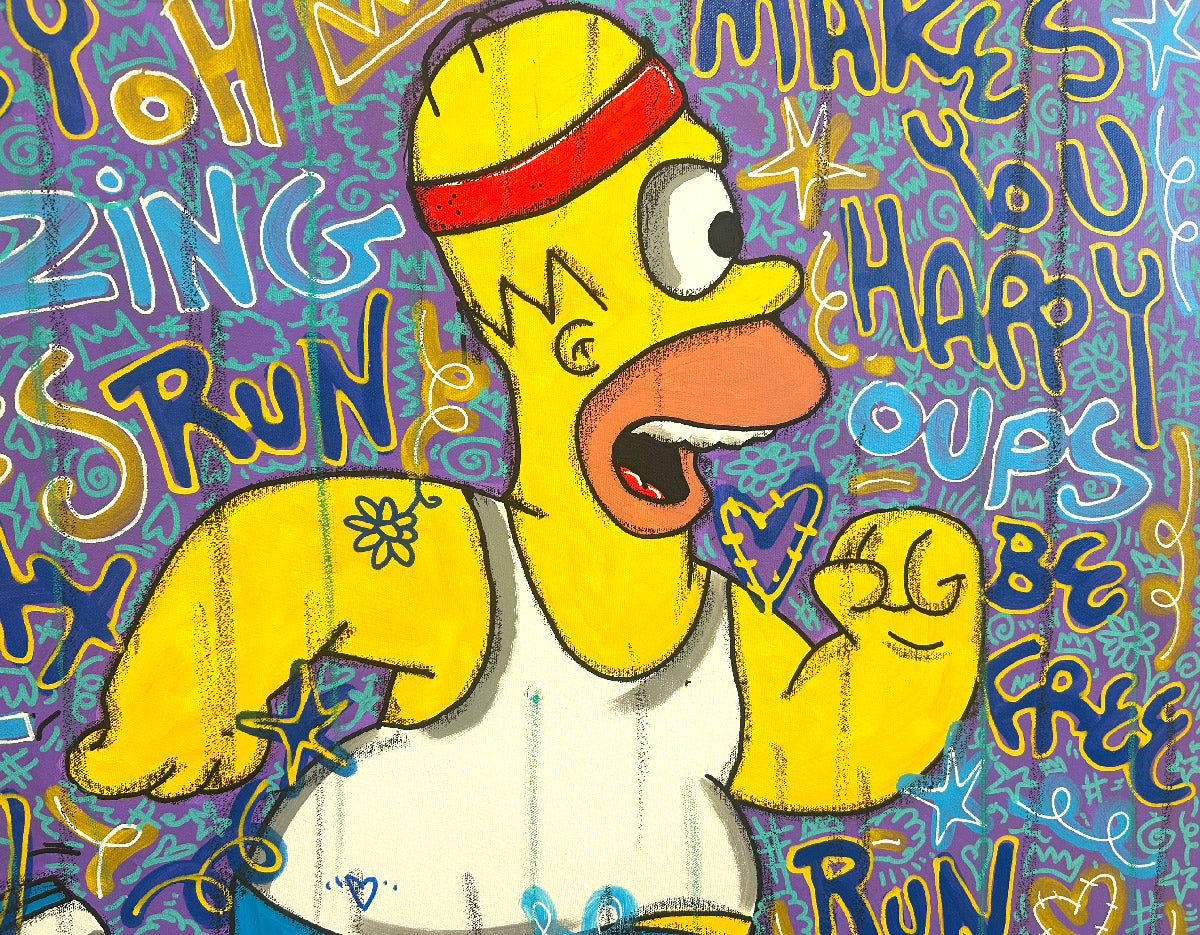 Toile Makes You Happy de RICO SAB dans un intérieur – 80 × 80 cm