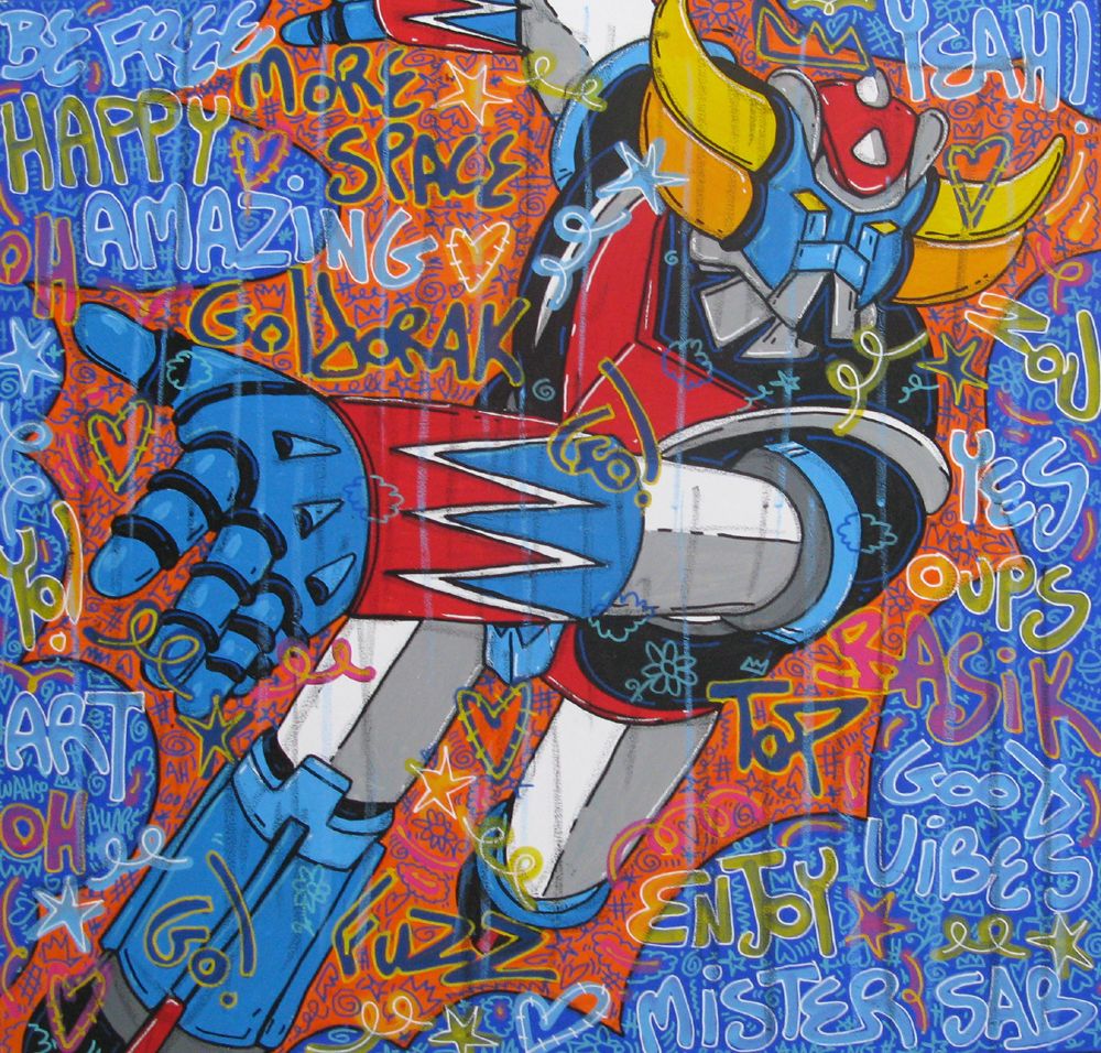Toile street art format xxl Toile street art: Goldorak go – RICO SAB – 100 × 100 cm