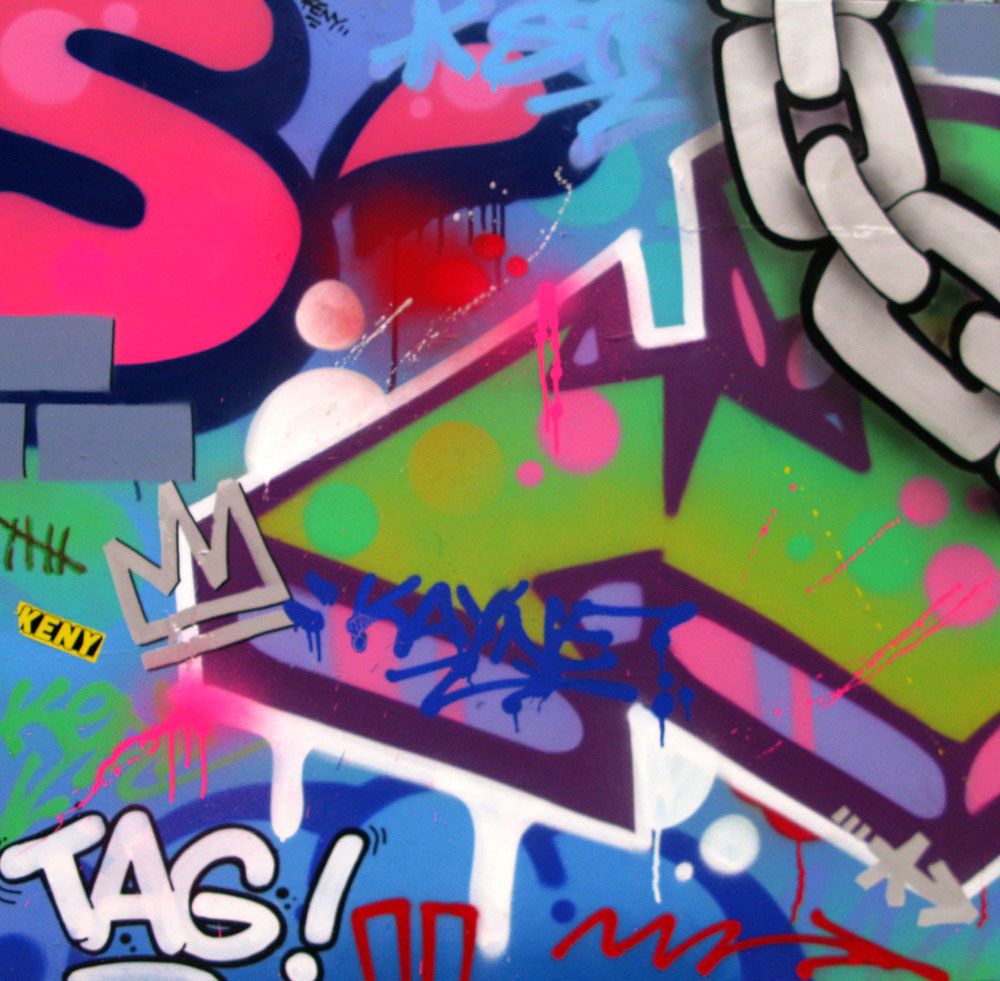 Toile street art grand format FUNKY – KENY – 100 × 100 cm