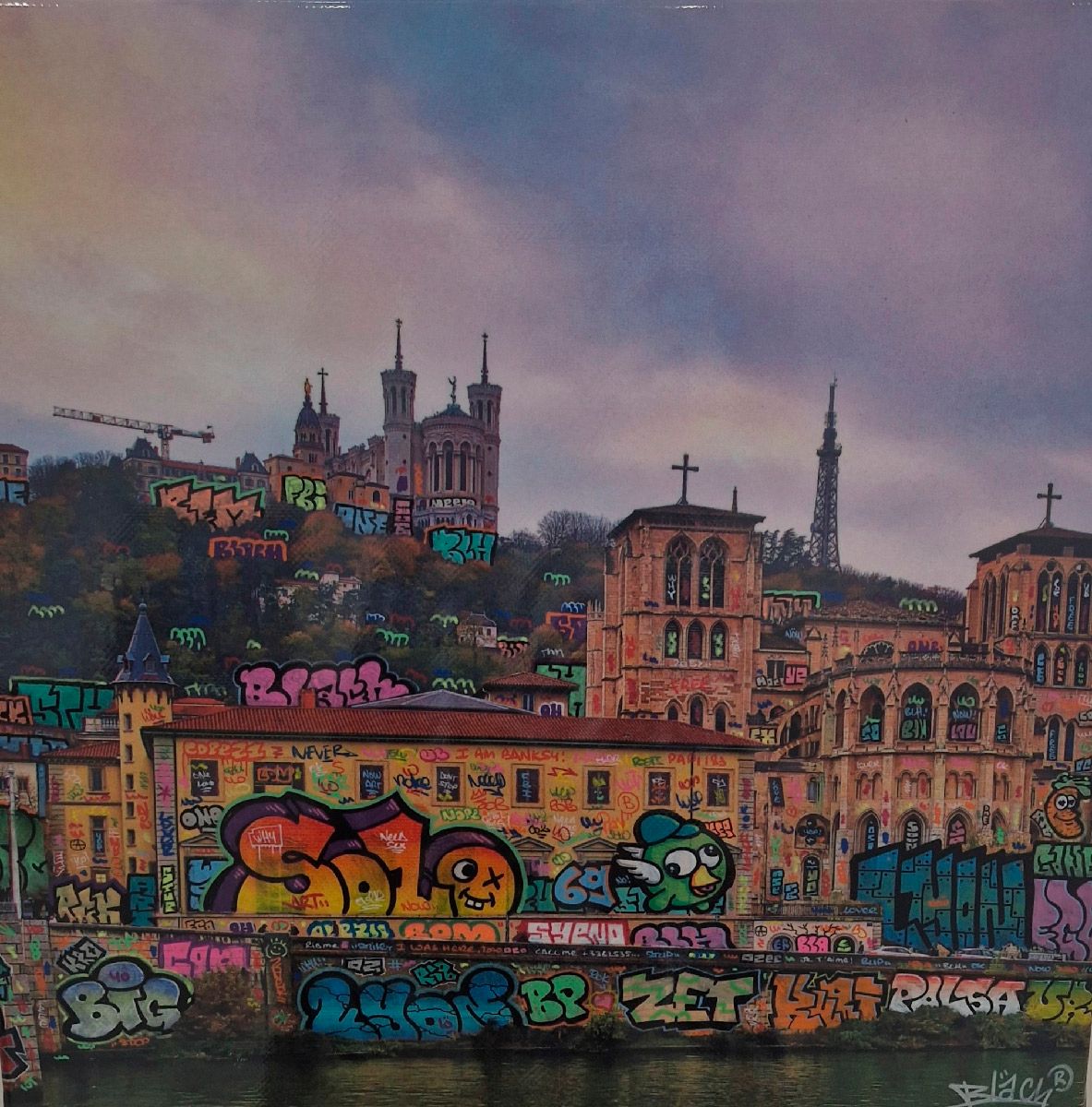 Toile street art moyen format VIC Lyon Saint-Jean – BLACH – 52 × 52 cm