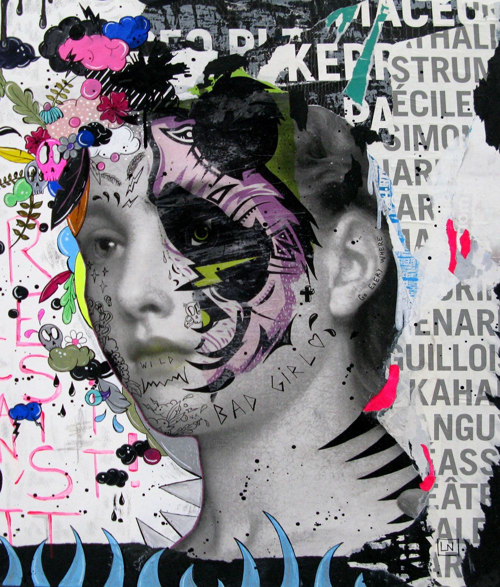 Toile street art moyen format LA FEMME PANDA – LN LE PAPE – 73 × 60 cm