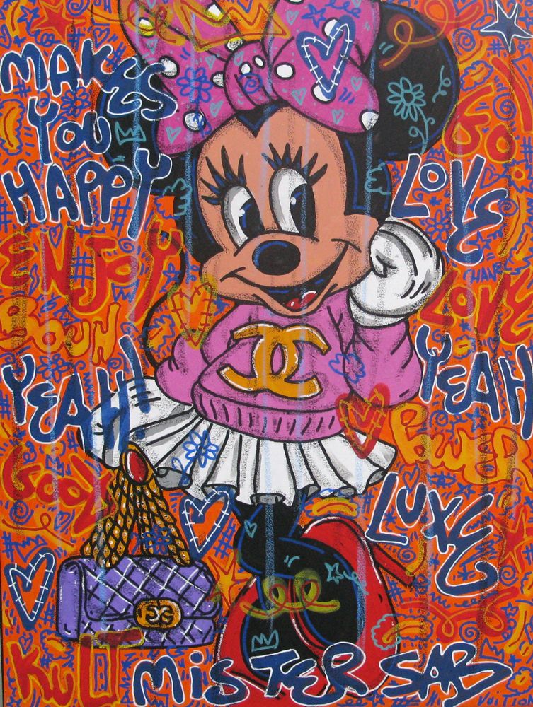 Toile street art moyen format Makes you happy – RICO SAB – 60 × 80 cm