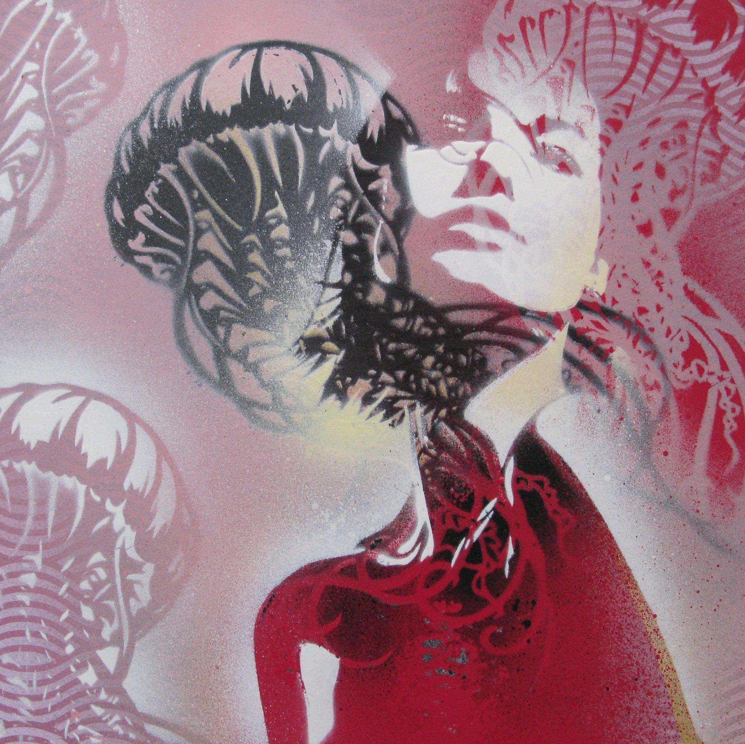 Toile street art petit format Méduses – KARO TRASS – 30 × 30 cm