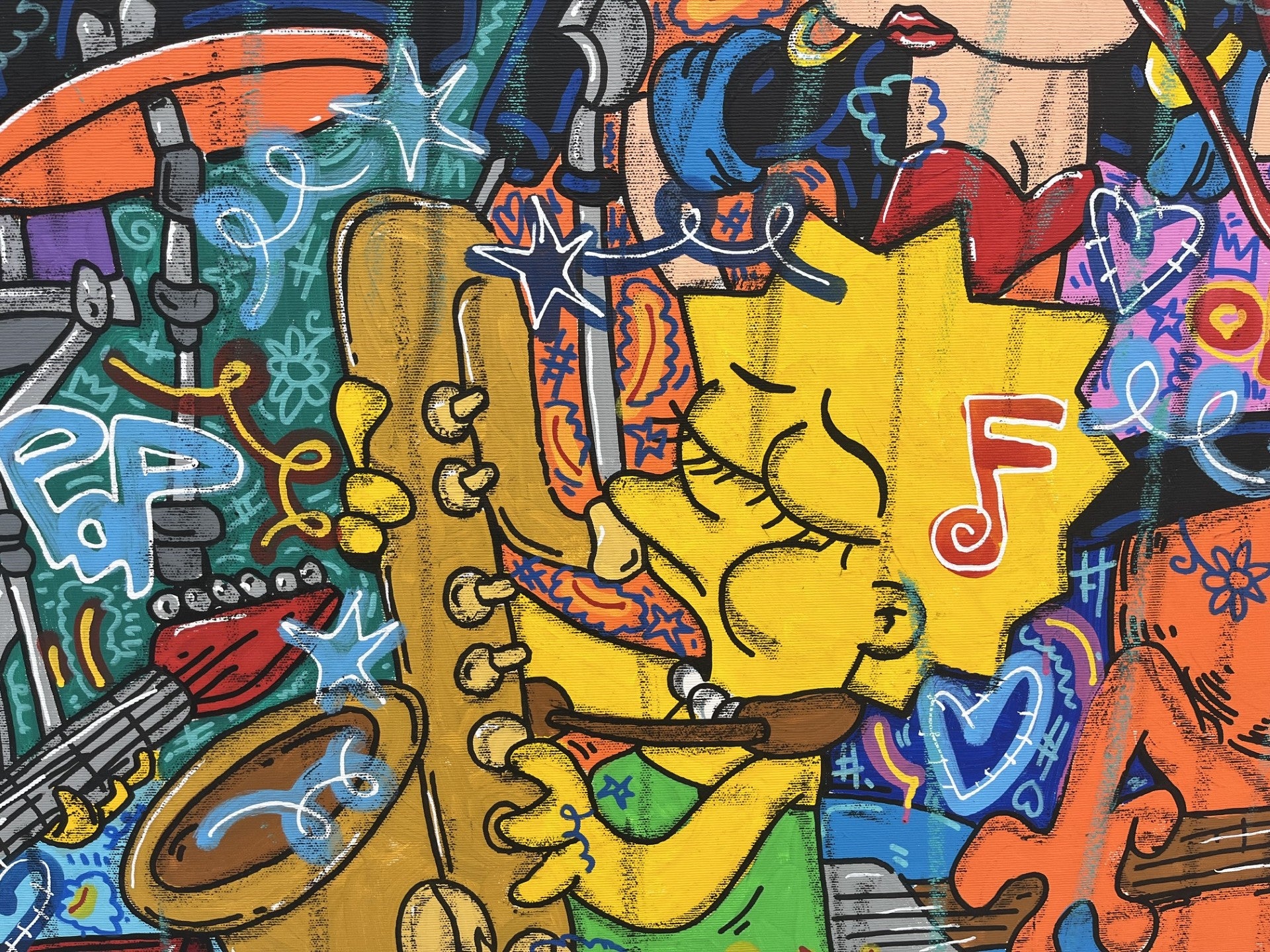 Toile Rock Music de RICO SAB dans un intérieur – 114 × 146 cm