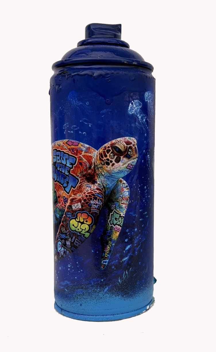 Sculpture de BLACH a pour titre Mini Bombe tortue style street art dim : BLACHprix:50