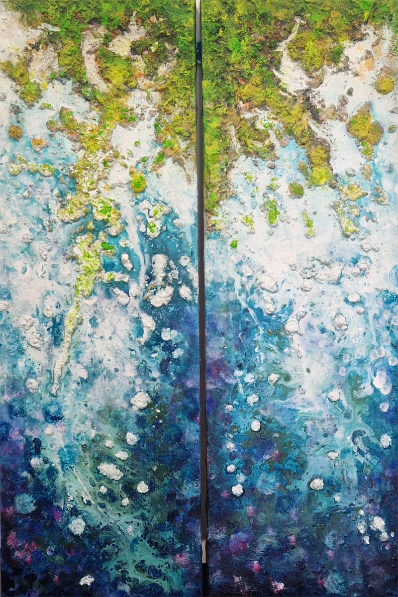 Tableau de Philippe Boliviera a pour titre Tropical depth (dyptique) style figuratif dim : Philippe Bolivieraprix:550