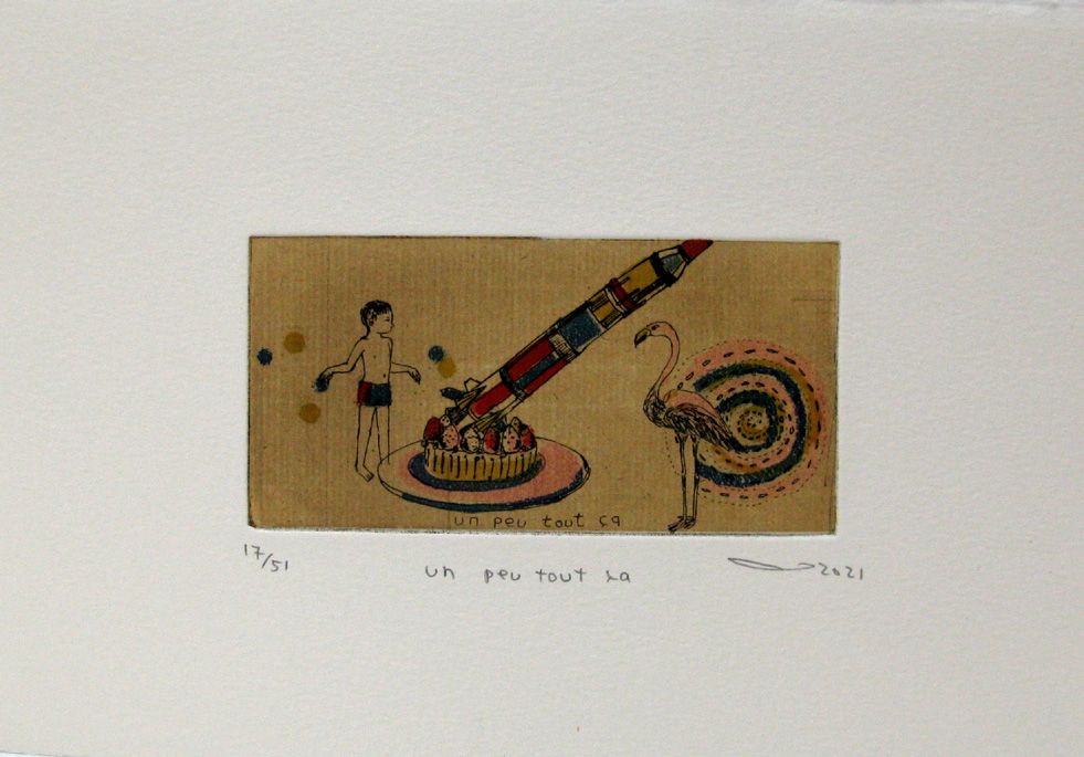 Dessin de ATSUKO ISHII a pour titre UN PEU TOUT ÇA style figuratif dim : ATSUKO ISHIIprix:40