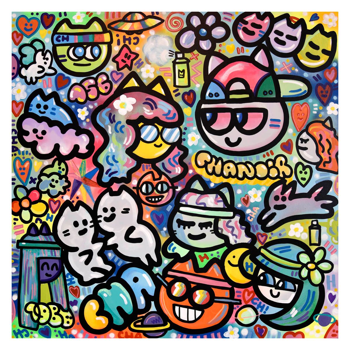 Editions d'art de CHANOIR a pour titre Hippies chas style street pop art dim : CHANOIRprix:290