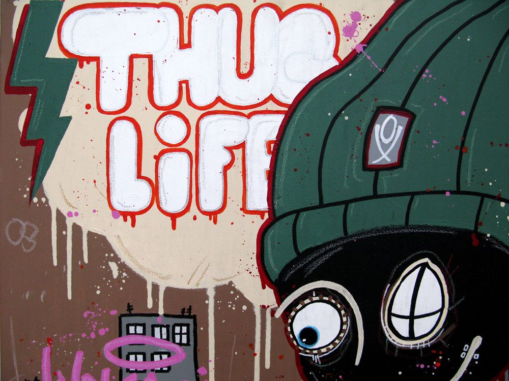 Tableau de DIDIER GOMEZ a pour titre Welcome to blood city style street pop art dim : DIDIER GOMEZprix:480