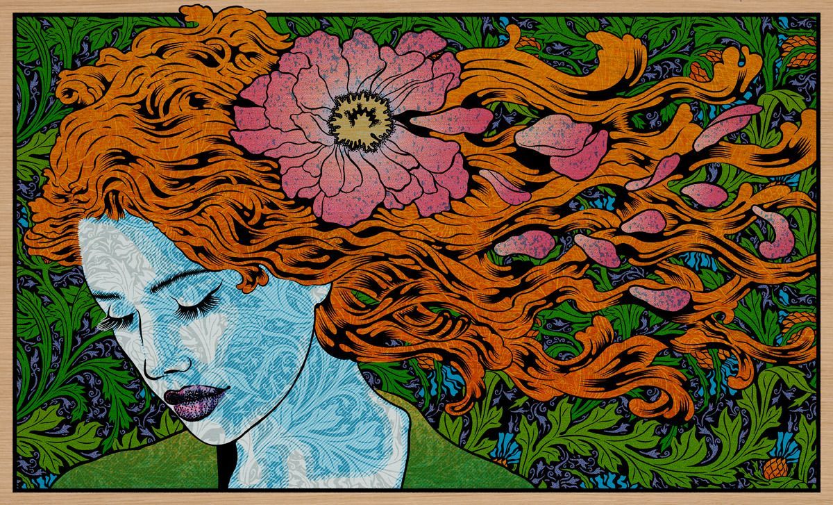 Tableau de CHUCK SPERRY a pour titre  FLORA WOOD PANEL AP style figuratif dim : CHUCK SPERRYprix:3400