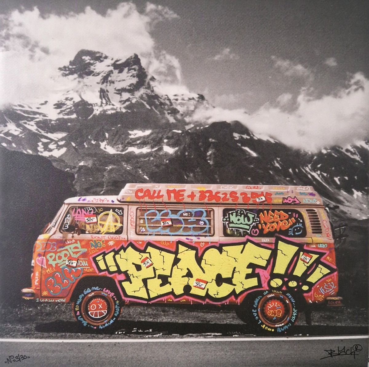 Tableau de BLACH a pour titre  Combi 2 WW style graffiti, street art dim : BLACHprix:90