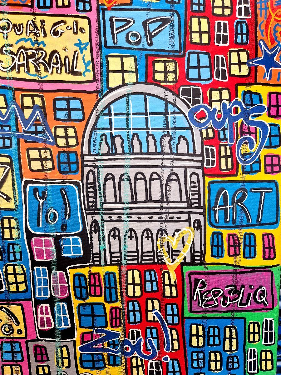 Tableau de RICO SAB a pour titre  GOOD VIBES ONLY LYON style street pop art dim : RICO SABprix:950