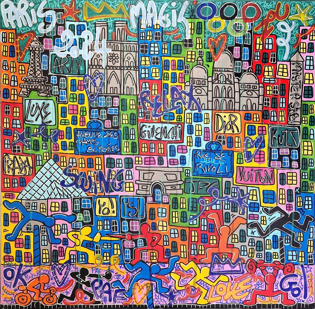 Tableau de RICO SAB a pour titre  PARIS 2024 style street pop art dim : RICO SABprix:950