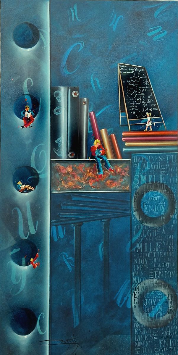 Tableau de Geneviève Canto a pour titre  Les piliers de la connaissance style figuratif dim : Geneviève Cantoprix:2800