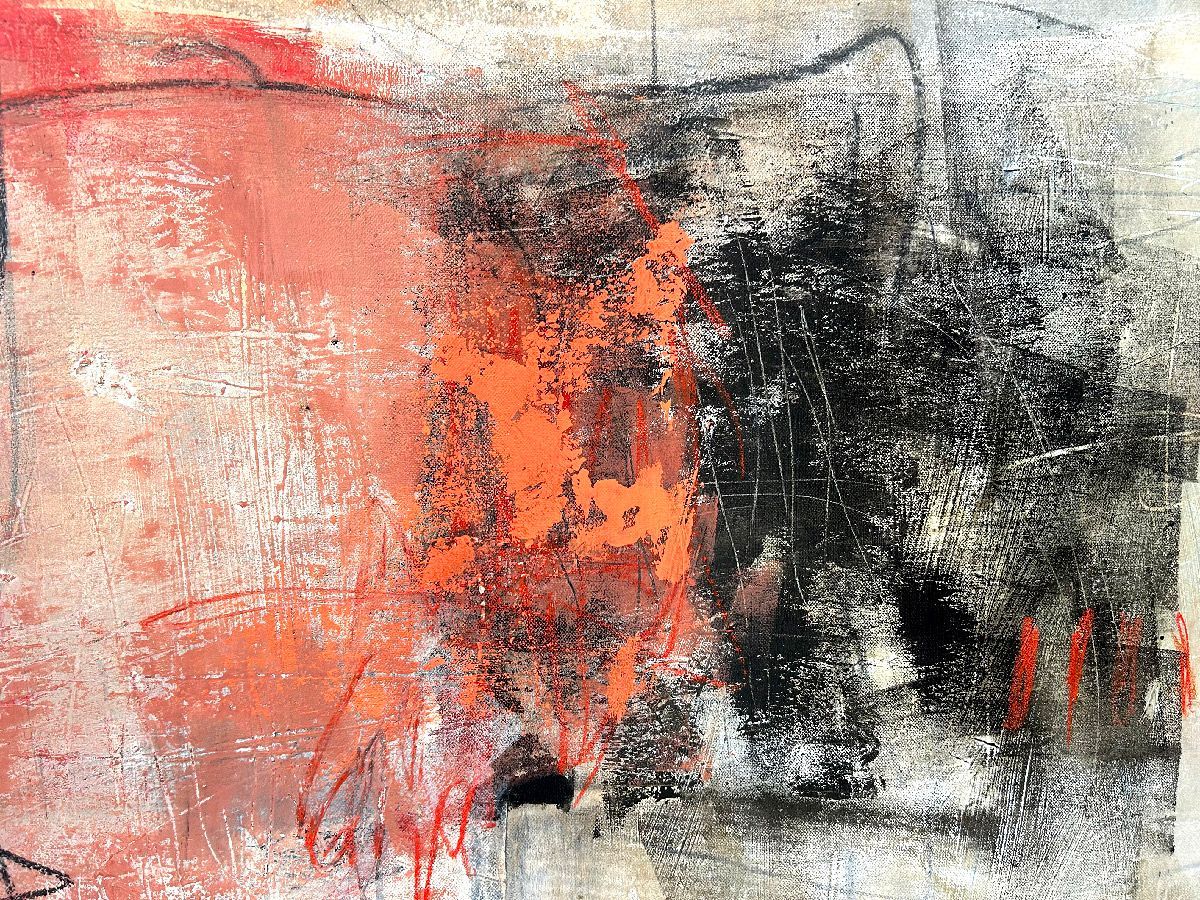 Tableau de TANIA CARRARA a pour titre  Nuances rouge capucine style abstrait dim : TANIA CARRARAprix:1400