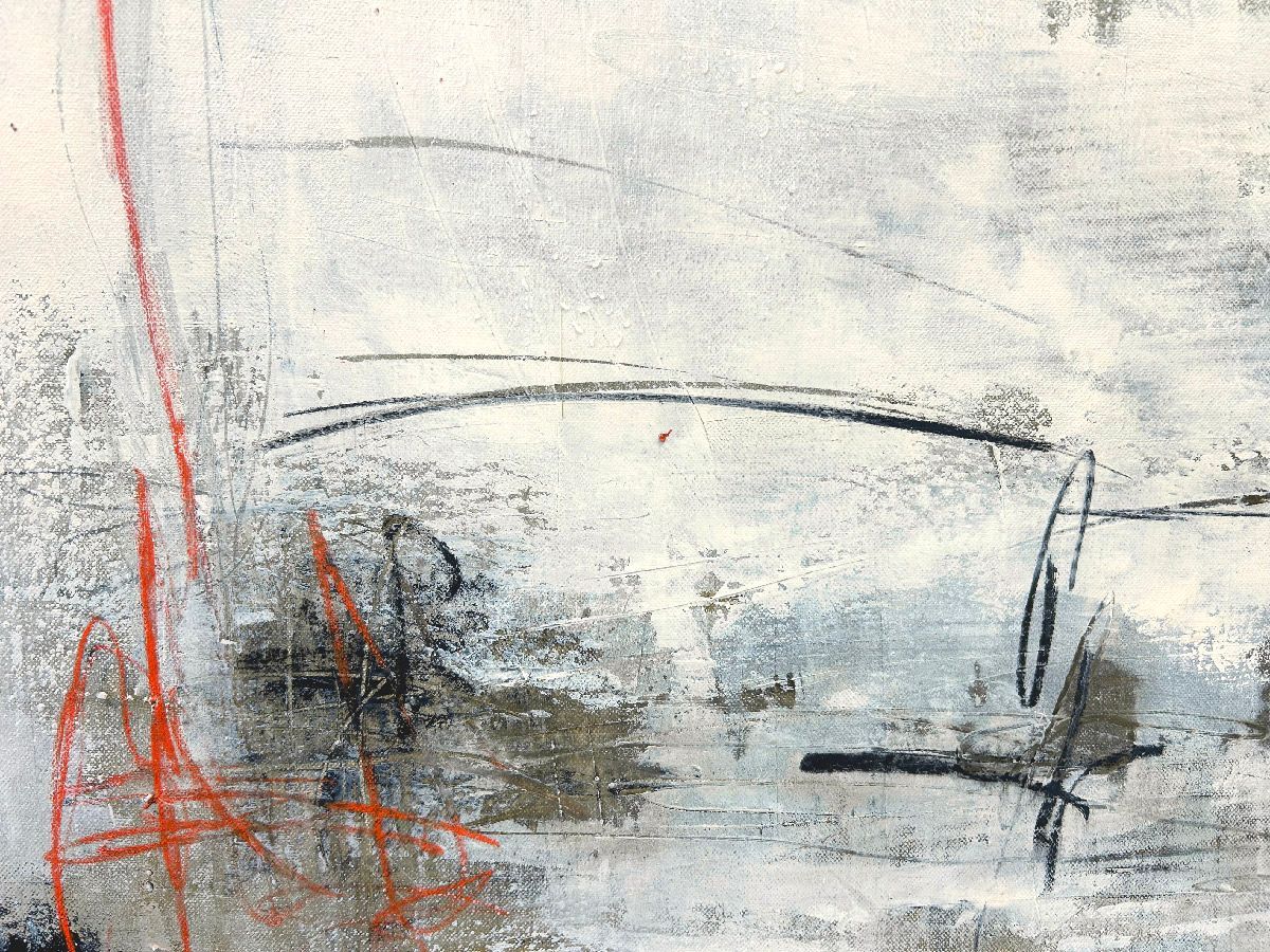 Tableau de TANIA CARRARA a pour titre  Nuances rouge capucine style abstrait dim : TANIA CARRARAprix:1400
