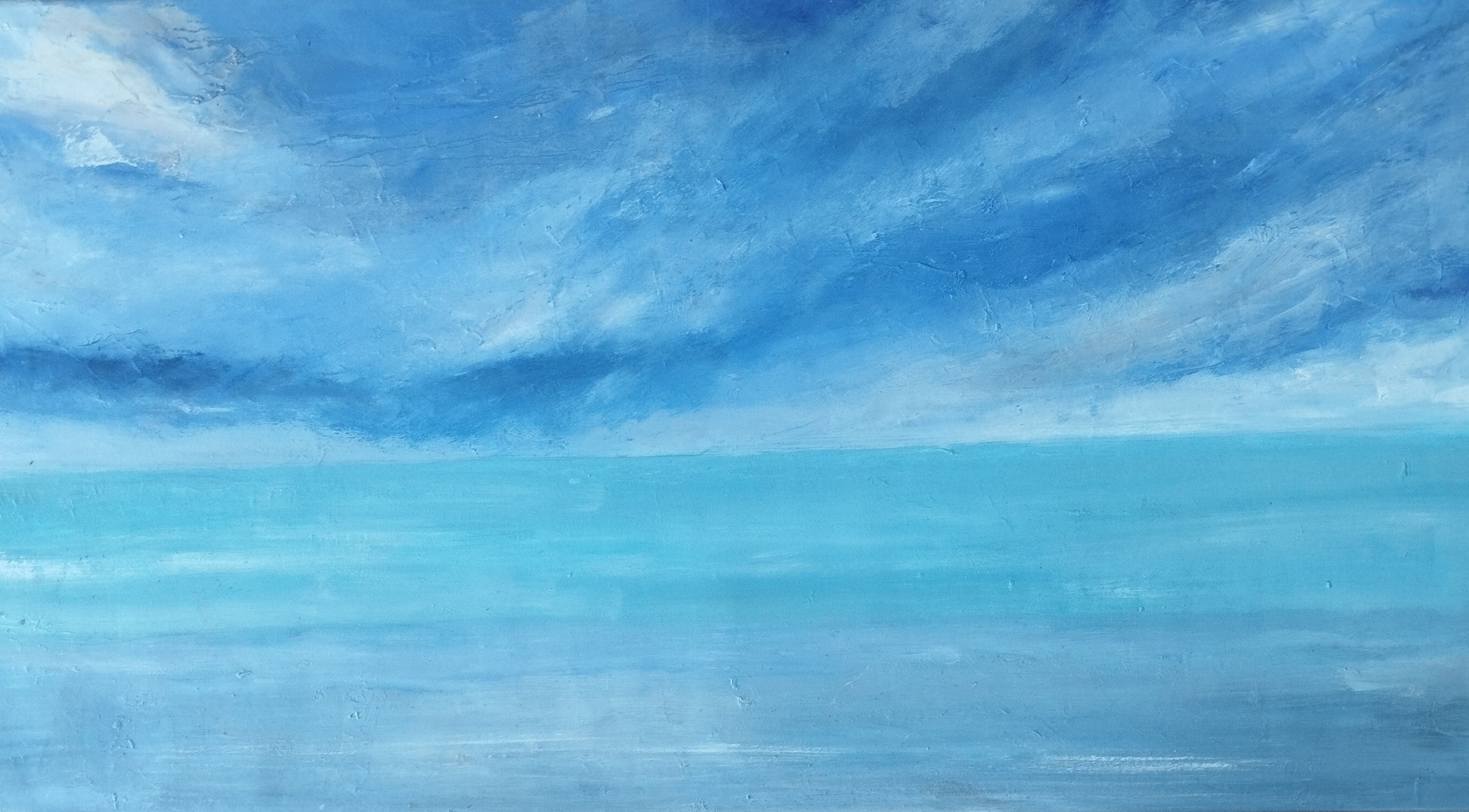 Tableau de PASCALE JACQUEMOND a pour titre  Bleu gris style abstrait dim : PASCALE JACQUEMONDprix:700