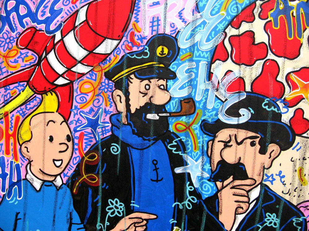 Tableau de RICO SAB a pour titre  Amazing Tintin style street pop art, street art dim : RICO SABprix:950