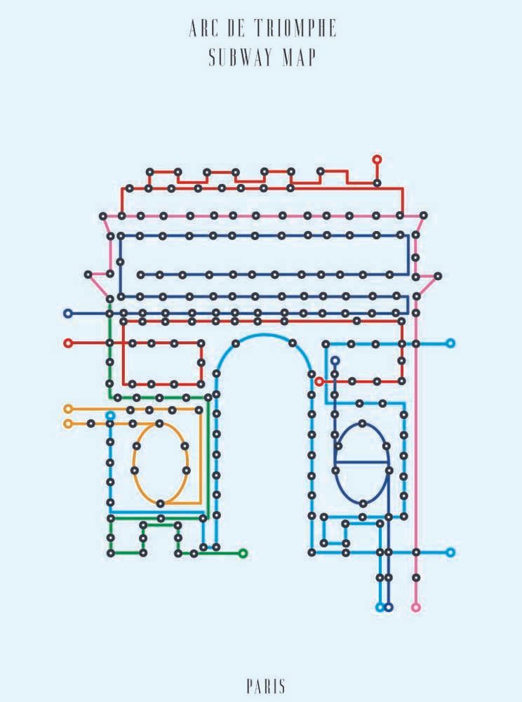 Editions d'art de GABY JOSEPHINE a pour titre  SUBWAY MAP  ARC DE TRIOMPHE style figuratif dim : GABY JOSEPHINEprix:50