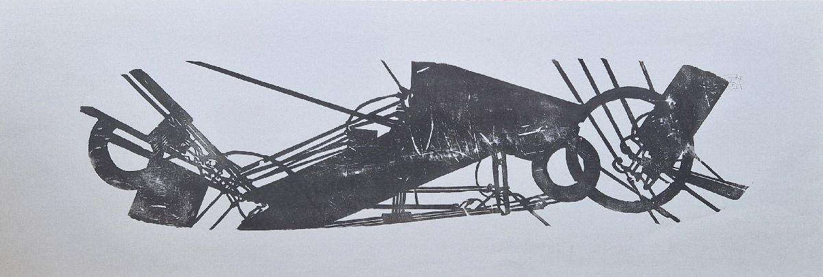 Editions d'art de OSRU a pour titre  SKATE/COMPOSITION ABSTRAITE NOIR style figuratif dim : OSRUprix:70