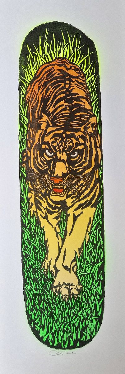 Editions d'art de OSRU a pour titre  SKATE/TIGRE ORANGE style figuratif dim : OSRUprix:70