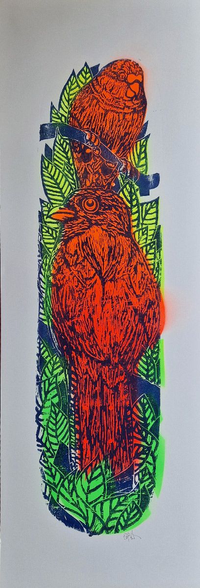 Editions d'art de OSRU a pour titre  SKATE/INSEPARABLE ORANGE style figuratif dim : OSRUprix:70