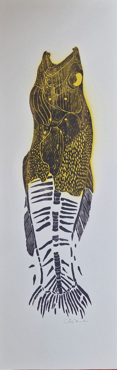 Editions d'art de OSRU a pour titre  SKATE/POISSON JAUNE style figuratif dim : OSRUprix:70