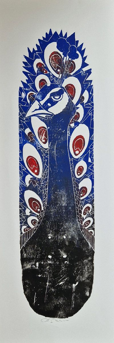 Editions d'art de OSRU a pour titre  SKATE/PAON BLEU style figuratif dim : OSRUprix:70