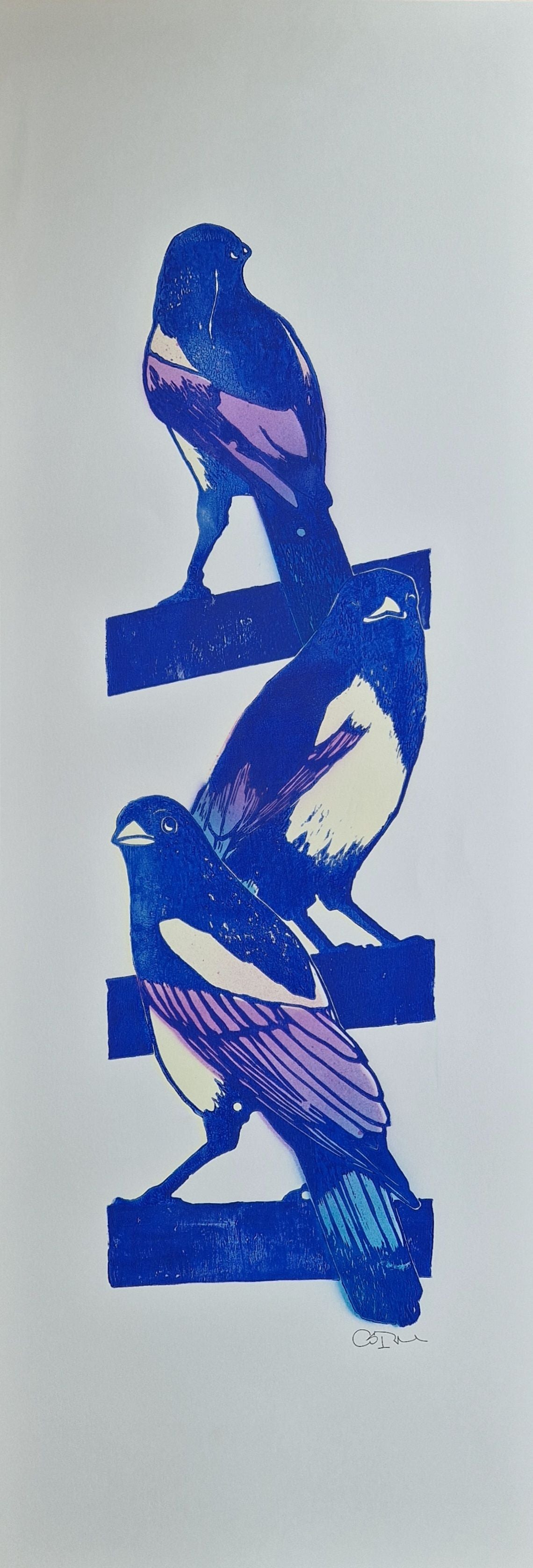 Editions d'art de OSRU a pour titre  SKATE/3 PIES PAPOTENT BLEU ET VIOLET style figuratif dim : OSRUprix:70