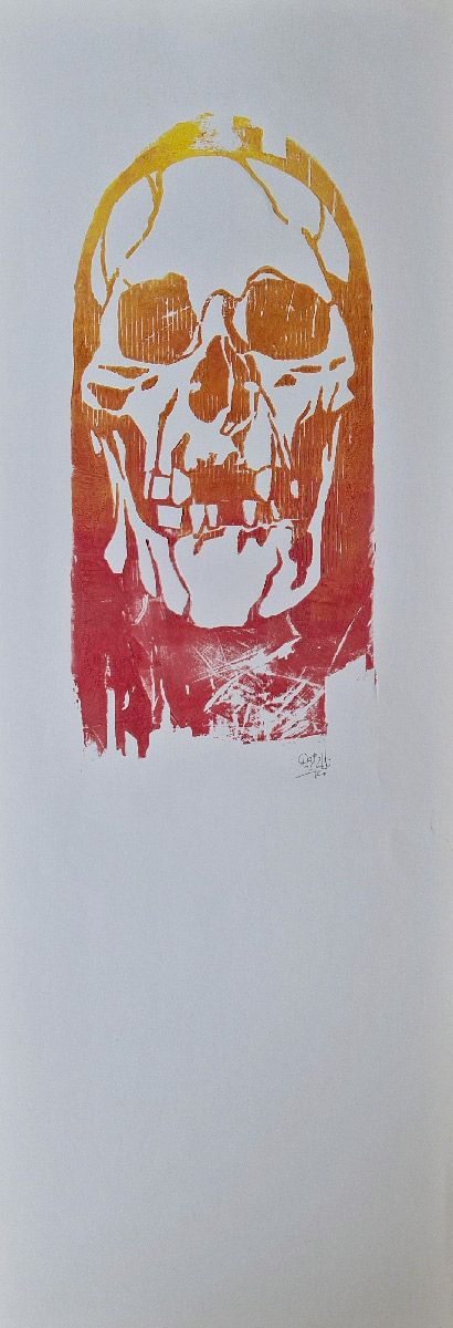 Editions d'art de OSRU a pour titre  SKATE/CRANE ROUGE ET ORANGE style figuratif dim : OSRUprix:70