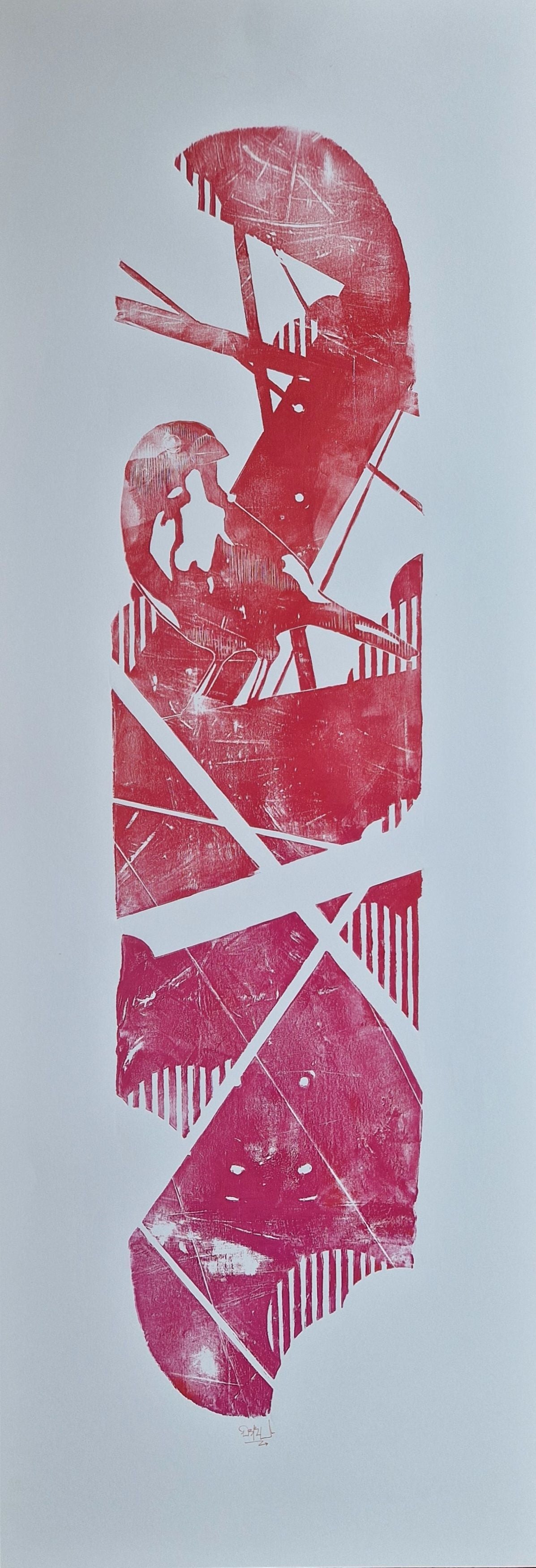 Editions d'art de OSRU a pour titre  SKATE/OISEAUX GRAPHIQUE ROUGE style no dim : OSRUprix:70