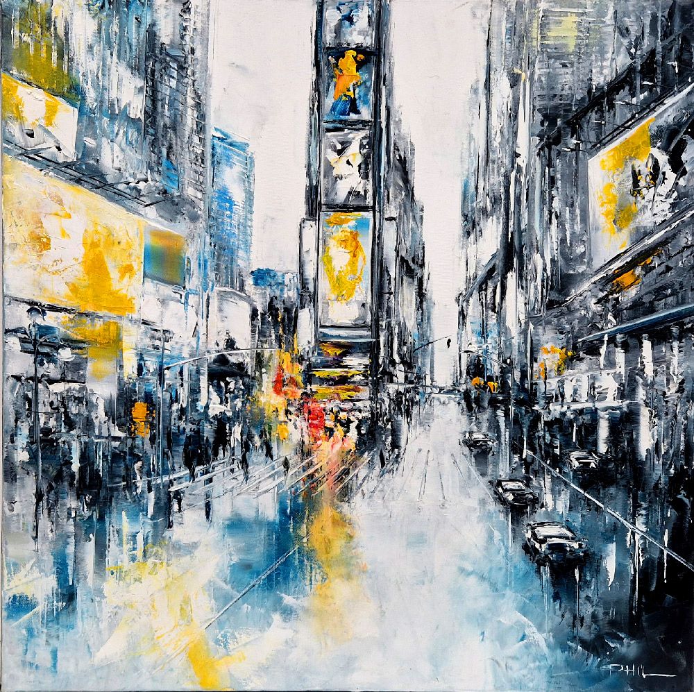 Tableau de PHIL a pour titre  Afternoon at Times Square style figuratif dim : PHILprix:350