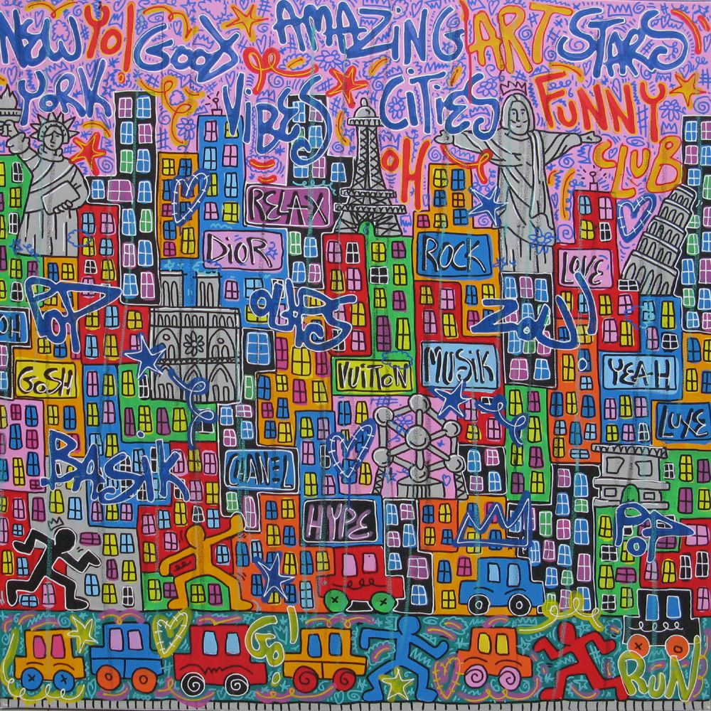 Tableau de RICO SAB a pour titre  Funny stars style street pop art, street art dim : RICO SABprix:1200