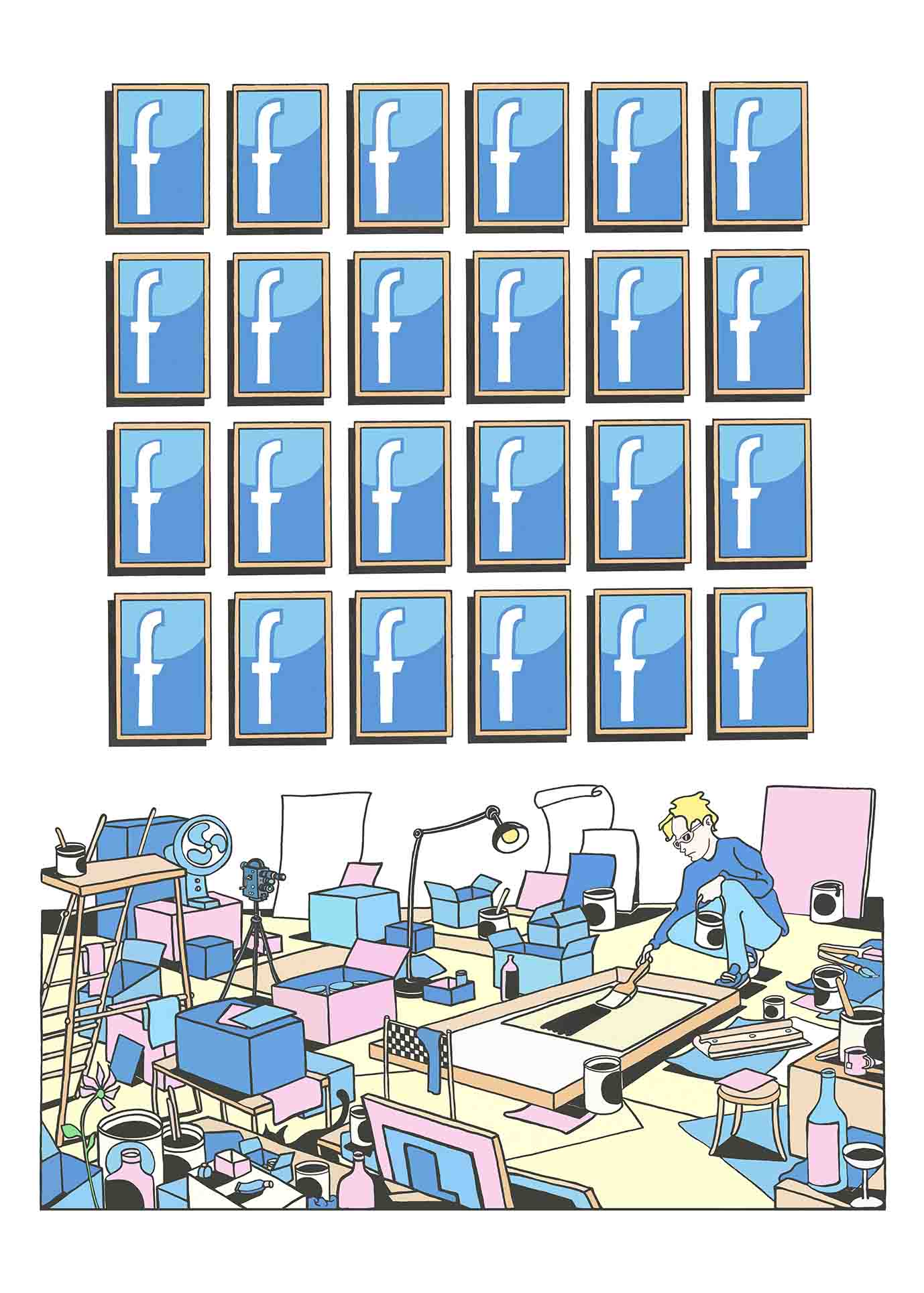 Editions d'art de Mark Temlett a pour titre  24 Heures Facebook style graphique dim : Mark Temlettprix:190