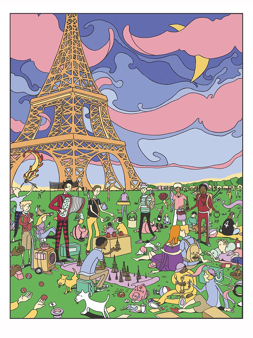 Editions d'art de Mark Temlett a pour titre  Champs de mars eiffel style graphique dim : Mark Temlettprix:100