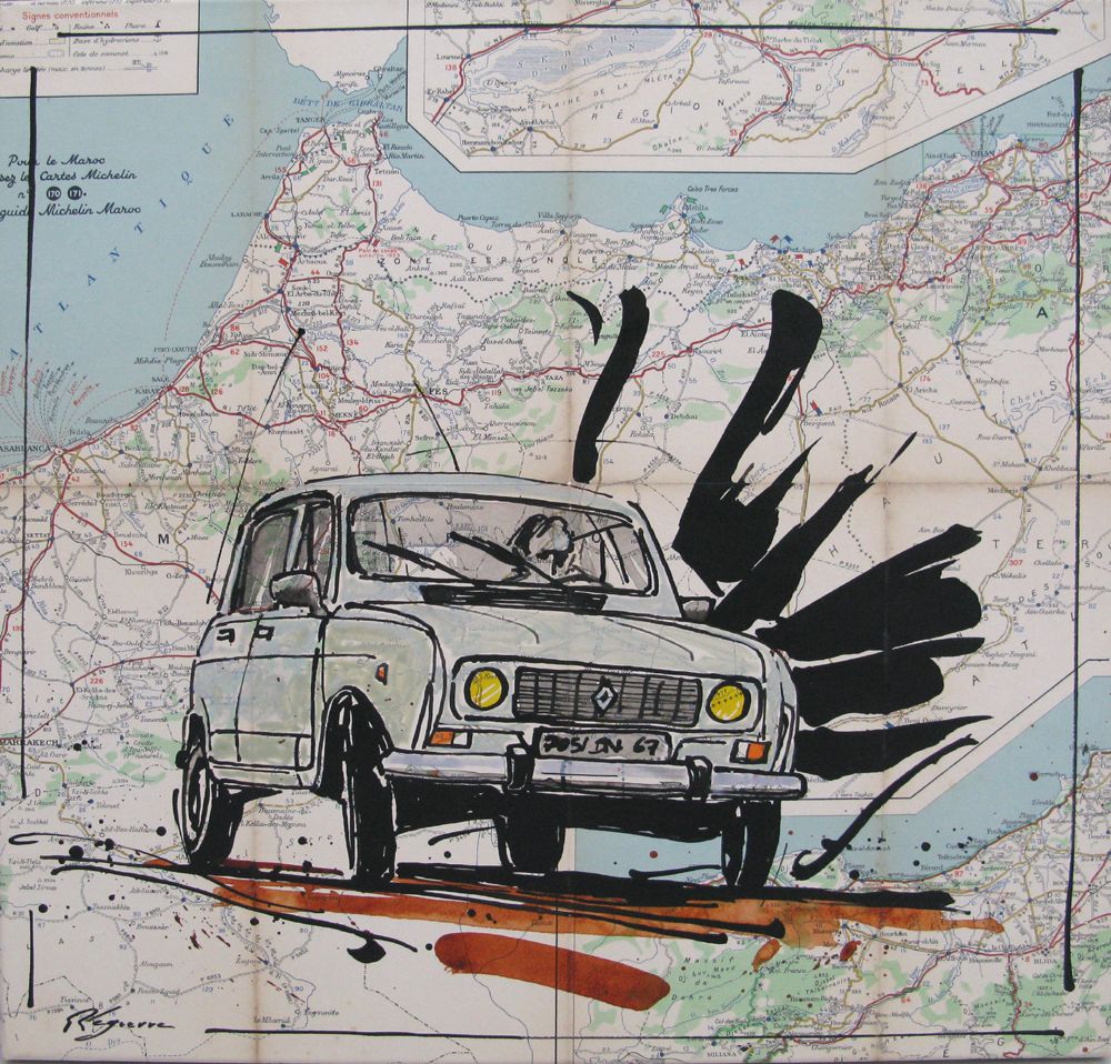 Tableau de CYRIL REGUERRE a pour titre  4 L Maroc style figuratif dim : CYRIL REGUERREprix:250